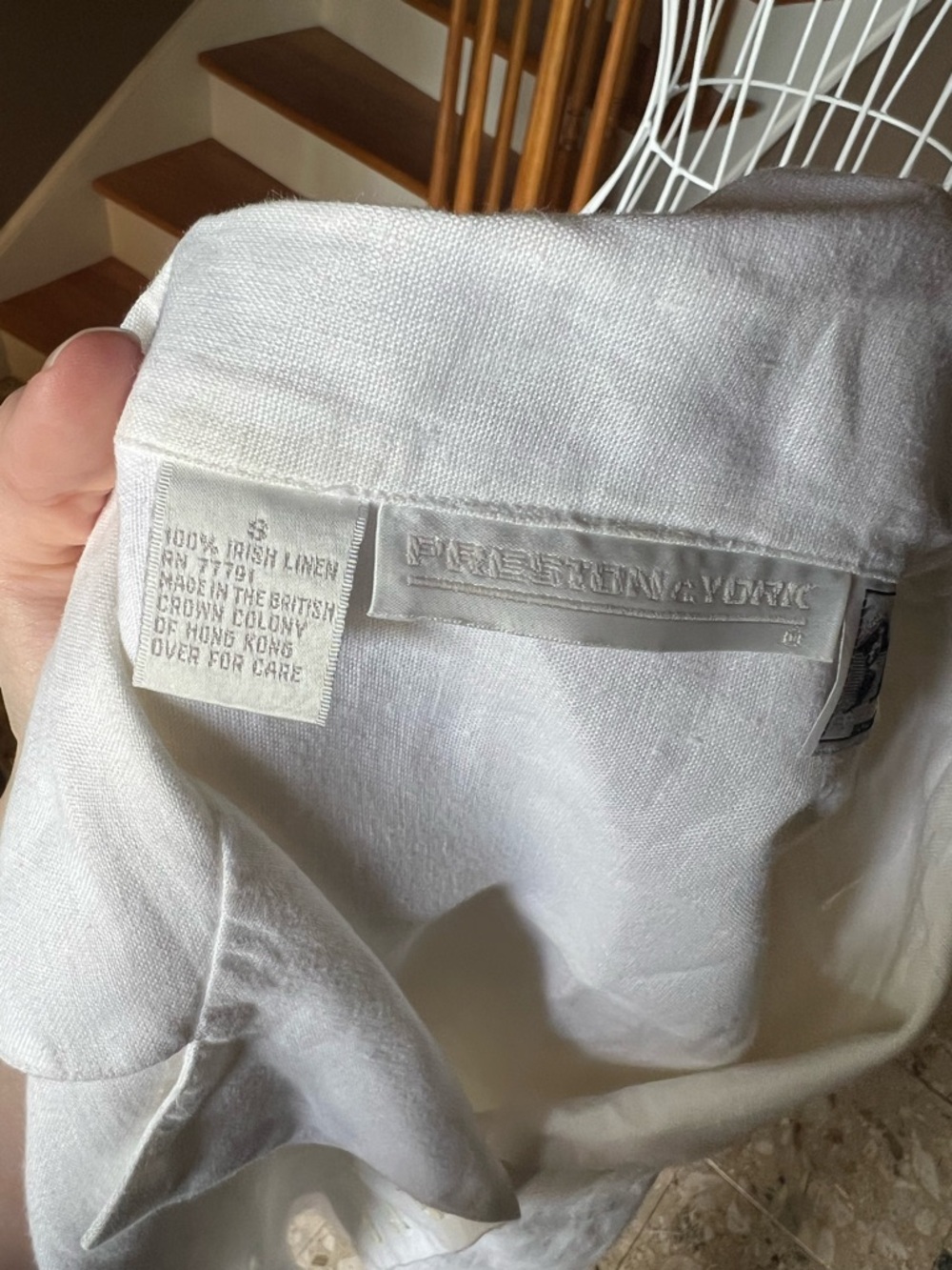 Vintage 100% Irish Linen White Button Up Peplum Top Cottagecore 90s Size S - Picture 8 of 11